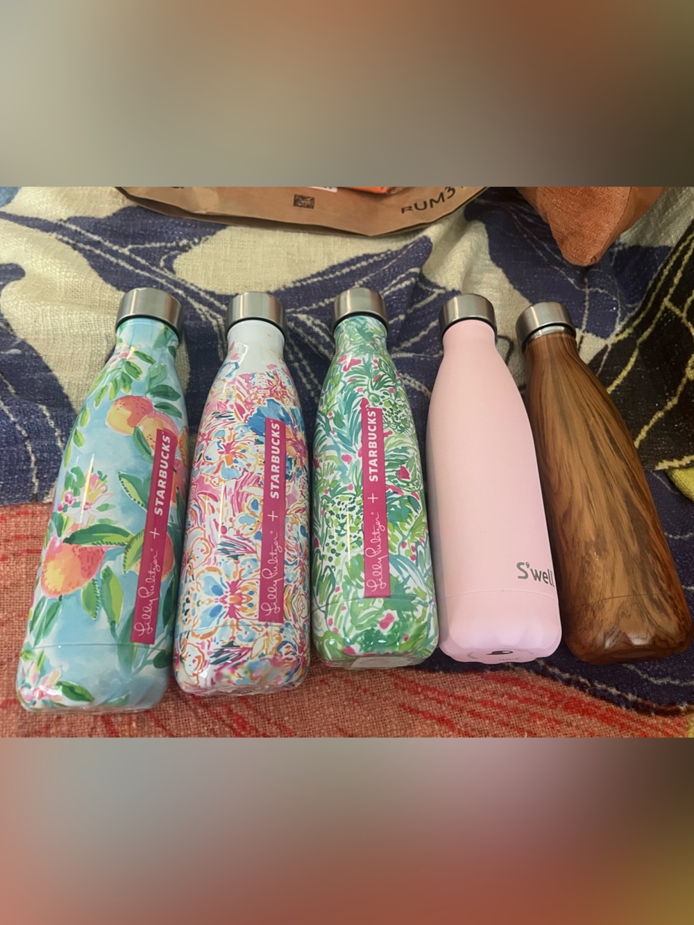 5 various Starbucks x S'well Floral Insulated Water Bottle - Pink & Multicolor